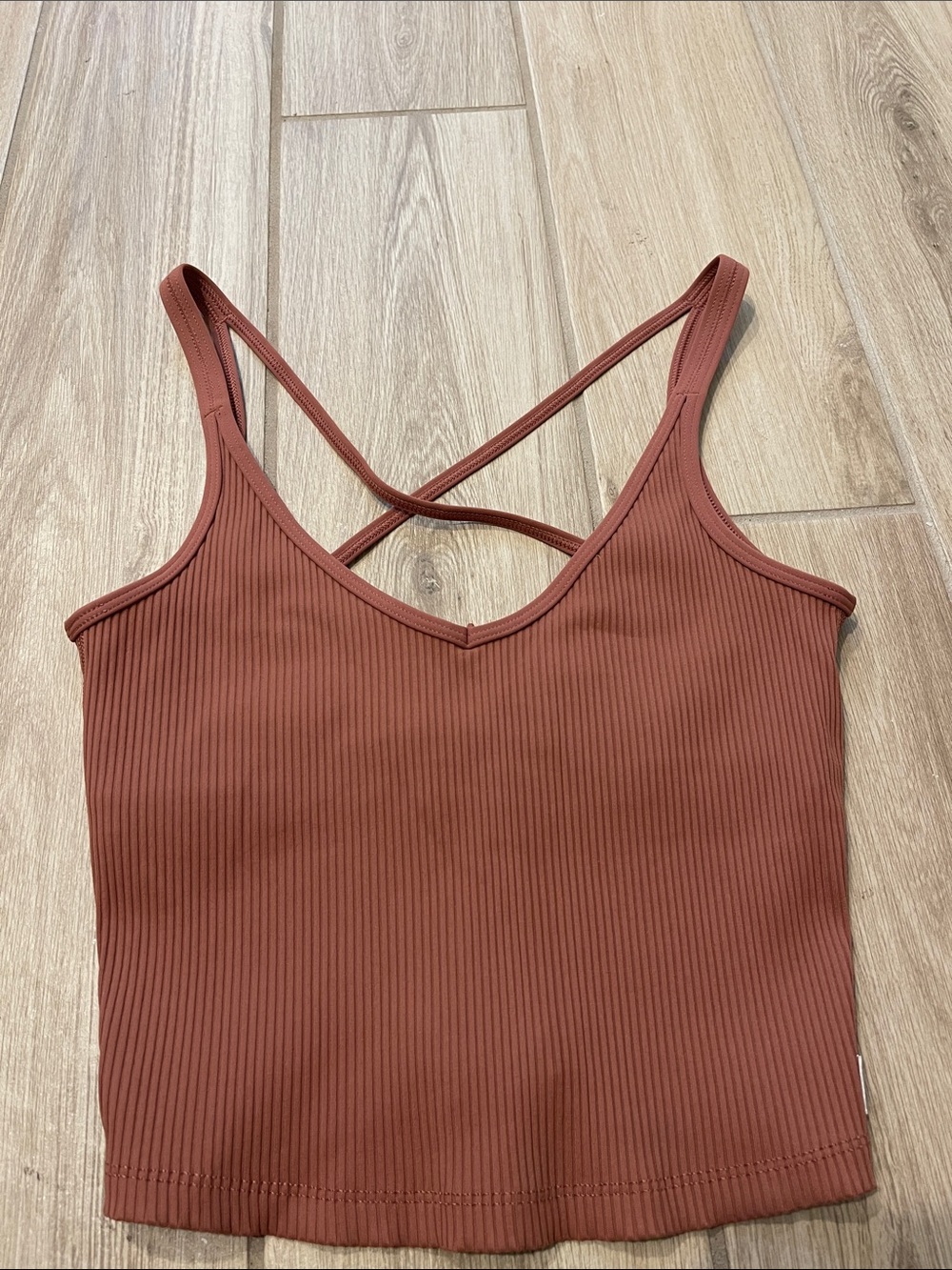 Vuori Ribbed Crop Tank Top Marsala Sz S VW189